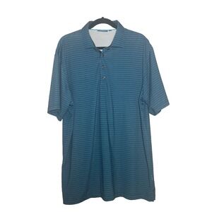 Devereux Polo Golf Shirt Men's Size XL Dark Blue Zig Zag Pattern Stretch